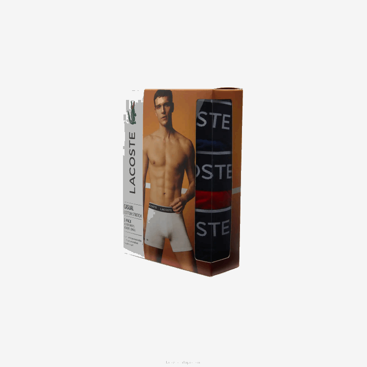 мушкарци дуге памучне гаћице од 3 ком 86881404 тамноплава црвена тамноплава в64 Lacoste