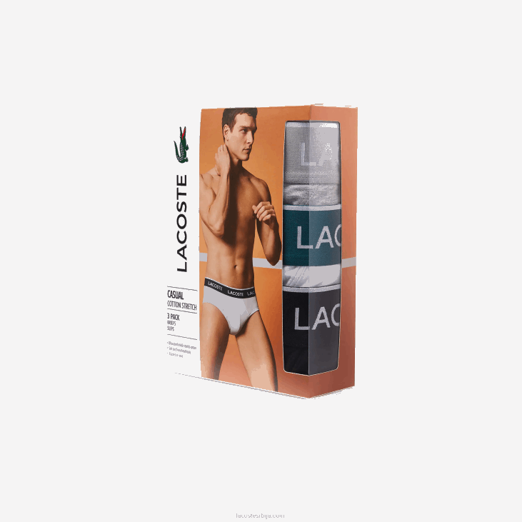 мушкарци паковање од 3 повремене гаћице 86881422 црно бела сива кине нуа Lacoste