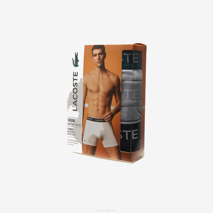 мушкарци дуге памучне гаћице од 3 ком 86881433 црно бела сива кине нуа Lacoste