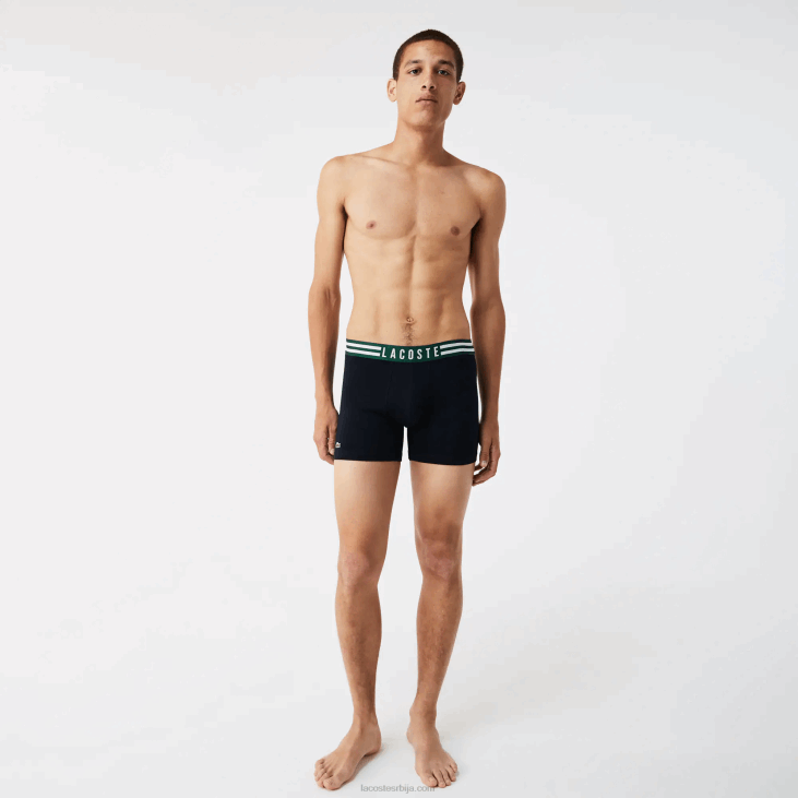 мушкарци пругасти струк дуге растезљиве памучне гаћице 3-пак 86881434 сива цхине бела тамноплава тиа Lacoste