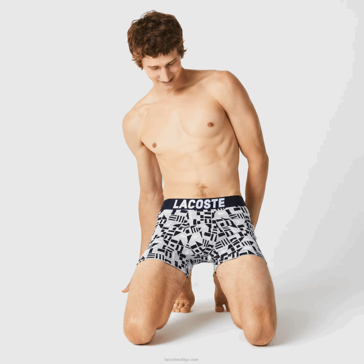 мушкарци боксерице са наутичким принтом, 3 ком 86881524 сива кинеска тамноплава бела 5кц Lacoste