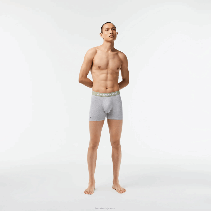 мушкарци Боксерице од дреса са логом од 3 паковања 8688447 каки зелена сива кинеска гц9 Lacoste