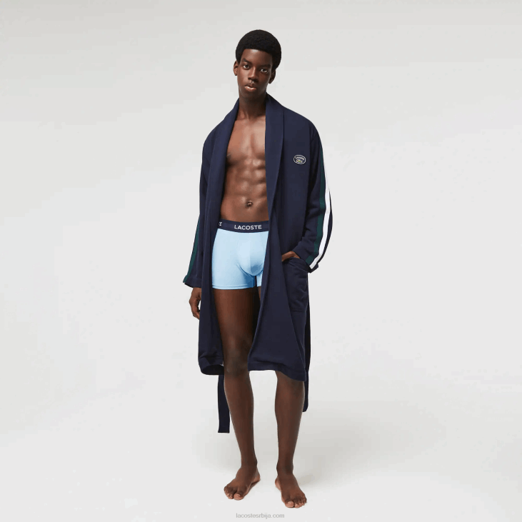 мушкарци памучни пике огртач са текстурираним значкама инспирисаним спортом 86881401 тамноплава 166 Lacoste