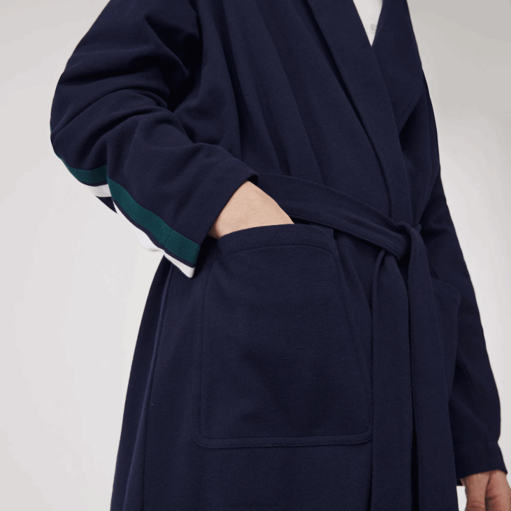 мушкарци памучни пике огртач са текстурираним значкама инспирисаним спортом 86881401 тамноплава 166 Lacoste