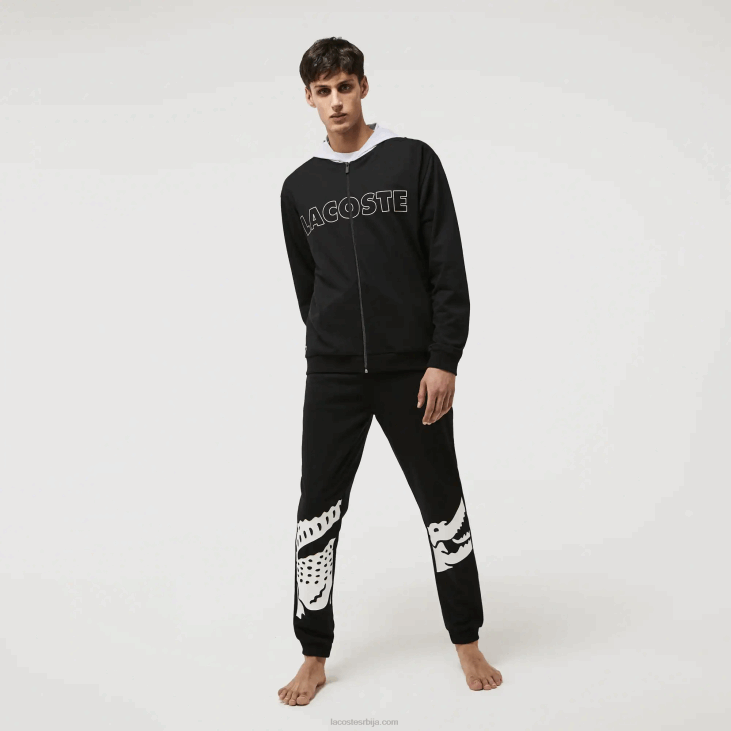 мушкарци затворена дуксева од памучног флиса 86881474 црно сива кинеска снп Lacoste