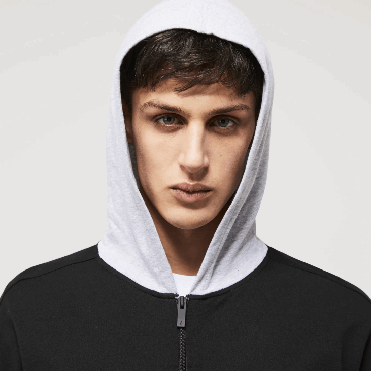 мушкарци затворена дуксева од памучног флиса 86881474 црно сива кинеска снп Lacoste