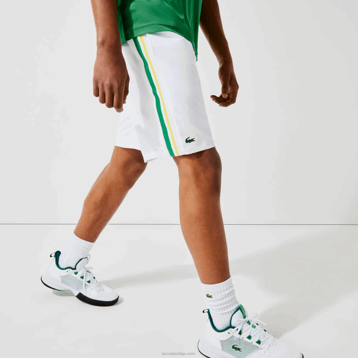мушкарци спортске контрастне траке лагане шортс 86881364 бело зелено жуто бело б0т Lacoste