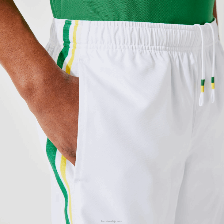 мушкарци спортске контрастне траке лагане шортс 86881364 бело зелено жуто бело б0т Lacoste