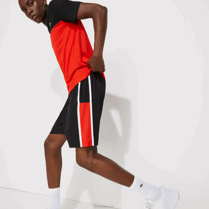 мушкарци лагани шорц са спортским цолорблоцк панелима 86881365 црно црвено бело г54 Lacoste