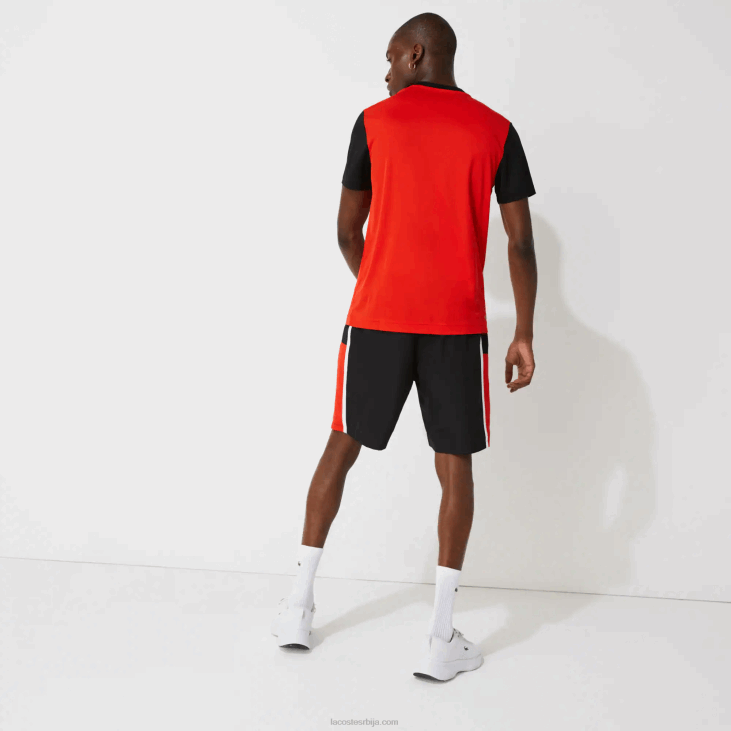 мушкарци лагани шорц са спортским цолорблоцк панелима 86881365 црно црвено бело г54 Lacoste