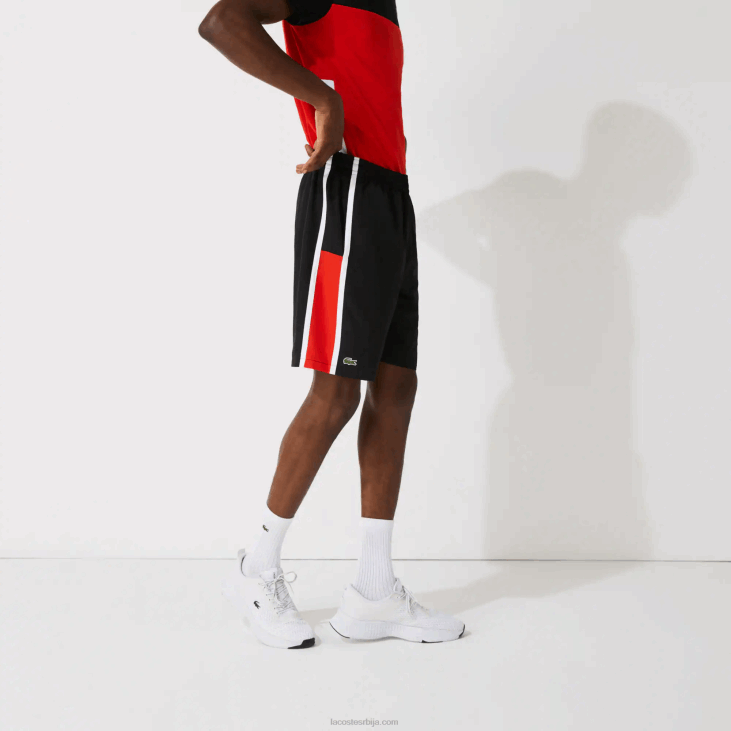 мушкарци лагани шорц са спортским цолорблоцк панелима 86881365 црно црвено бело г54 Lacoste