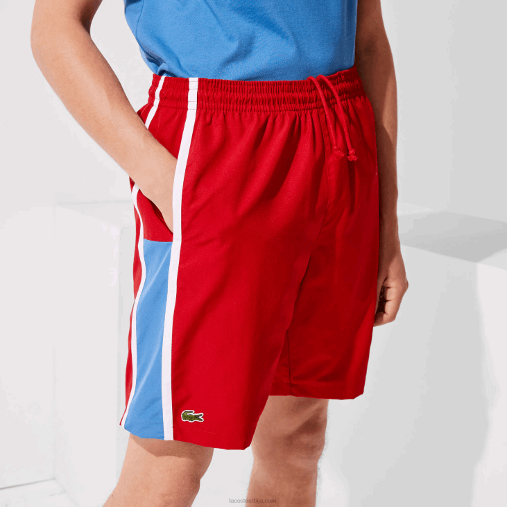 мушкарци лагани шорц са спортским цолорблоцк панелима 86881366 црвено плаво бело цмј Lacoste