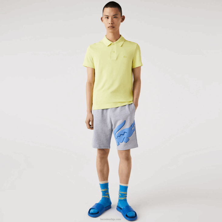 мушкарци предимензионирани шортс од флиса од органског памука са крокодилским принтом 86881418 сиви кине цца Lacoste