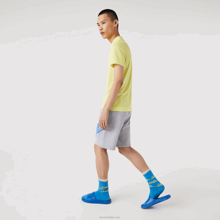 мушкарци предимензионирани шортс од флиса од органског памука са крокодилским принтом 86881418 сиви кине цца Lacoste