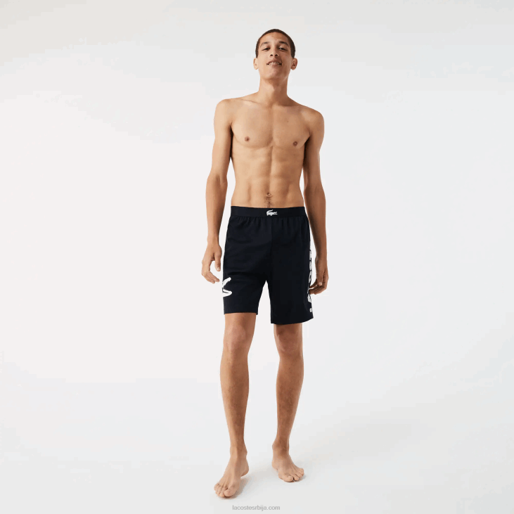 мушкарци крокодил штампе и шортс за затворене са брендираним растезљивим памуком 86881454 тамноплава бела 525 Lacoste