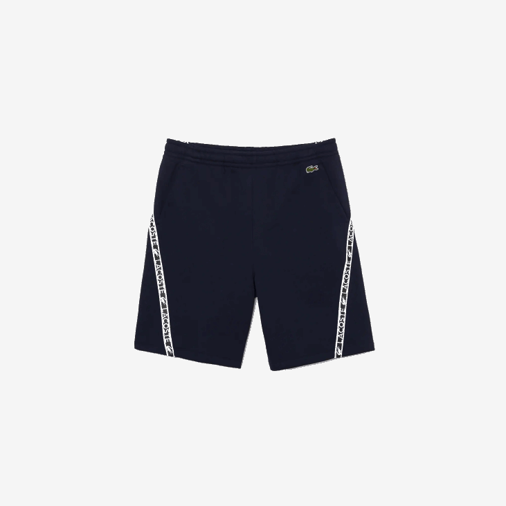 мушкарци шортс од брушеног флиса са штампаним тракама 86881496 тамноплава 166 Lacoste