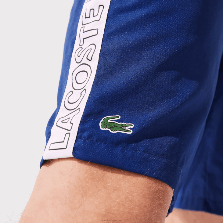 мушкарци шортс са спортским брендираним тракама 86881505 плаво бела емј Lacoste