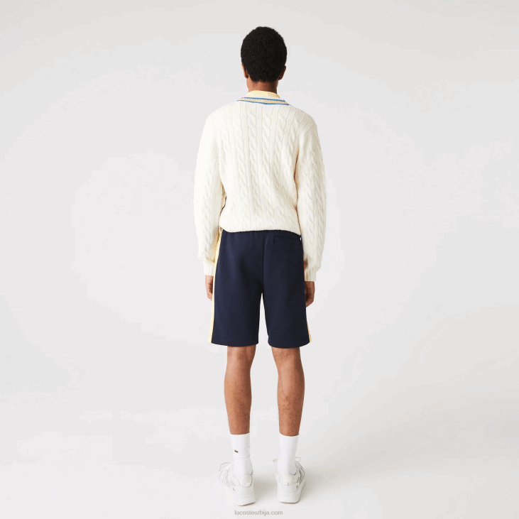 мушкарци шортс од брушеног флиса у колор блоку 86881516 тегет жута 144 Lacoste