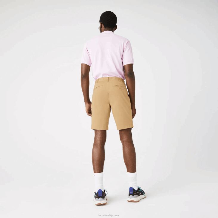 мушкарци бермуде од растезљивог памука слим фит 86881529 беж 02с Lacoste
