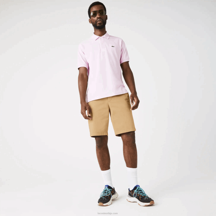 мушкарци бермуде од растезљивог памука слим фит 86881529 беж 02с Lacoste