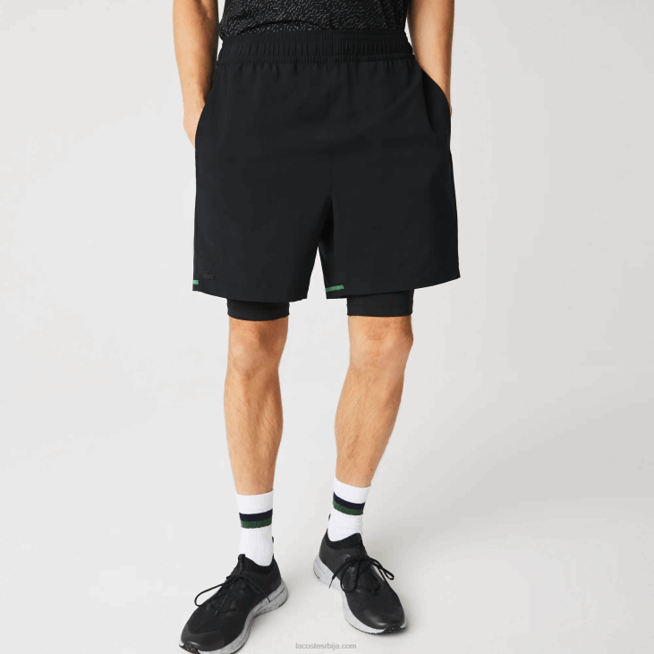 мушкарци спортски слојевити шортс 86881545 црно зелено бело 9аз Lacoste