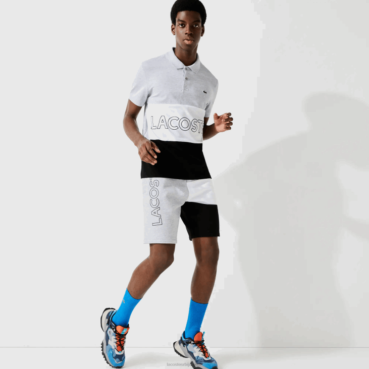 мушкарци бермуде од флиса са словима 86881559 сива цхине бела црна п0ф Lacoste