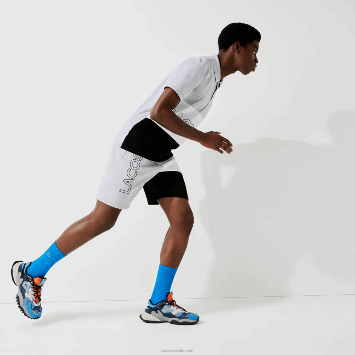 мушкарци бермуде од флиса са словима 86881559 сива цхине бела црна п0ф Lacoste