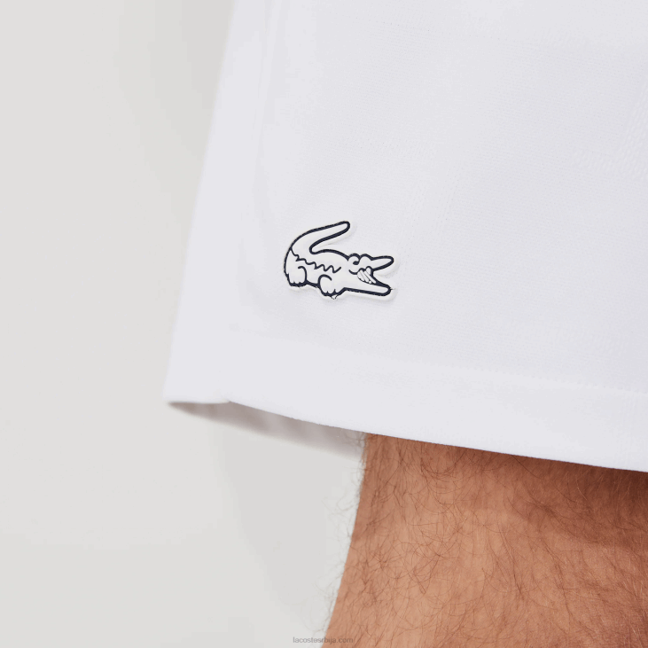 мушкарци спортски контрастни жакар шортс са еластичним струком 86881563 бела тамноплава бела б0к Lacoste