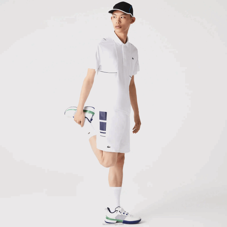 мушкарци шортс са спортским штампаним бочним тракама 86881596 бела тамноплава 522 Lacoste