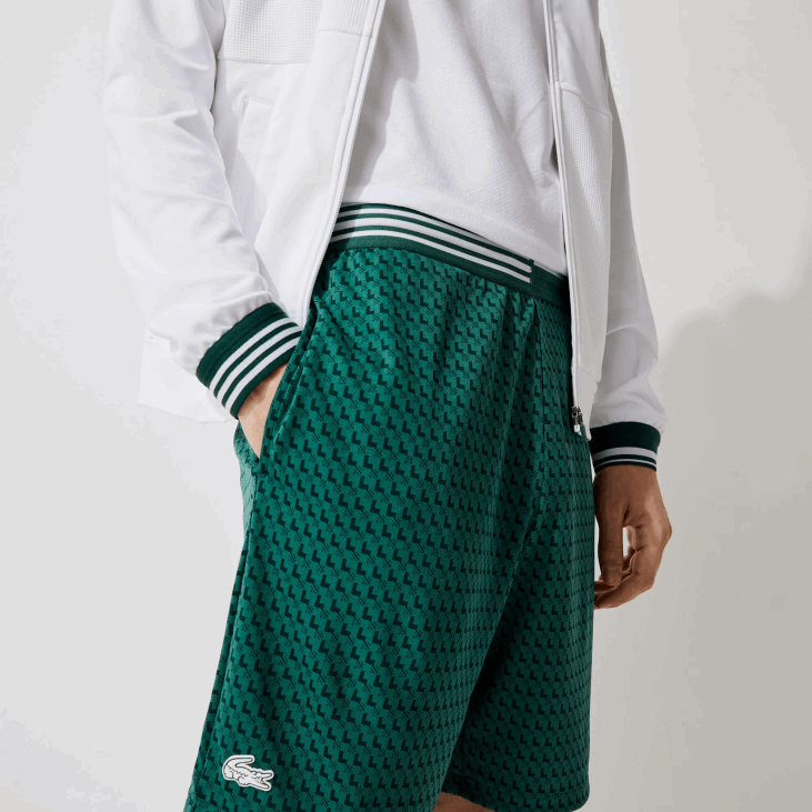 мушкарци спортске прозрачне шортсове са узорком на псе 86881598 зелено бела 256 Lacoste