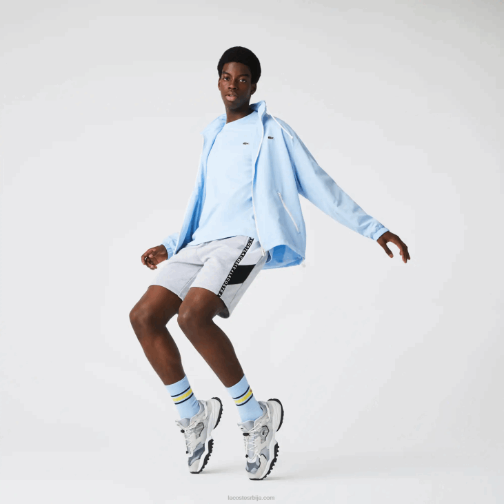 мушкарци бермуде од флиса са тракама са словима 86881603 сива цхине бела црна п0ф Lacoste