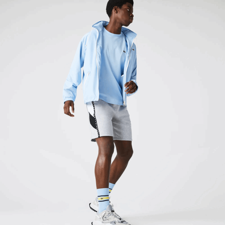 мушкарци бермуде од флиса са тракама са словима 86881603 сива цхине бела црна п0ф Lacoste