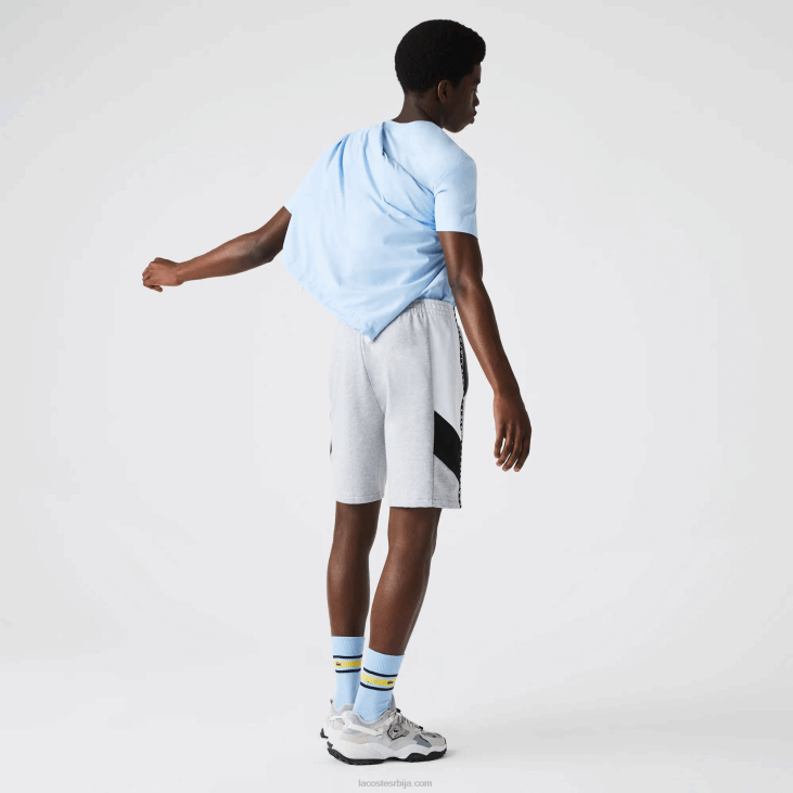 мушкарци бермуде од флиса са тракама са словима 86881603 сива цхине бела црна п0ф Lacoste