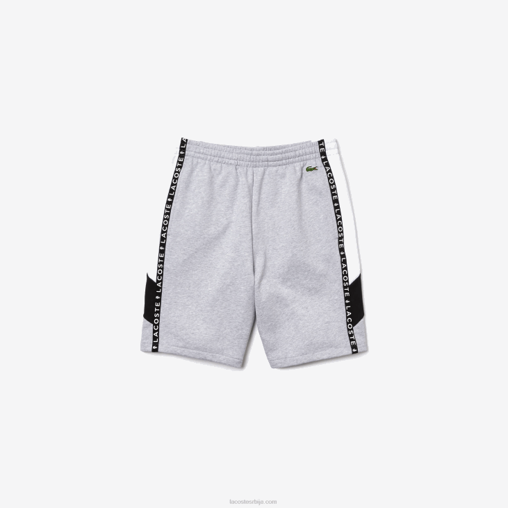 мушкарци бермуде од флиса са тракама са словима 86881603 сива цхине бела црна п0ф Lacoste