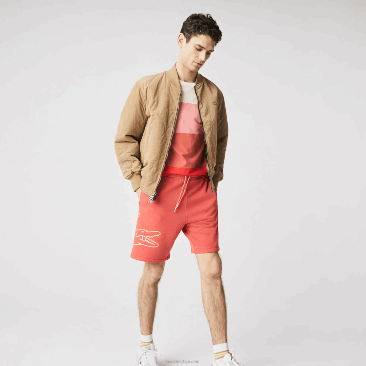 мушкарци шортс од флиса са крокодилским принтом 86881608 црвена 67г Lacoste