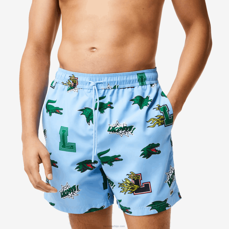 мушкарци купаће гаће са мрежастим линијама 86881669 плаво бела ееп Lacoste