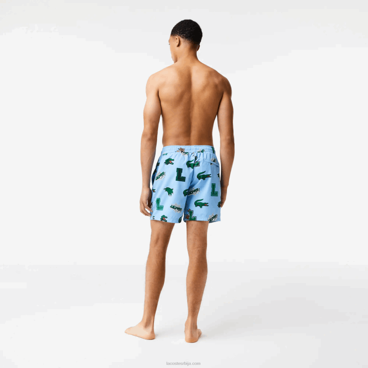 мушкарци купаће гаће са мрежастим линијама 86881669 плаво бела ееп Lacoste