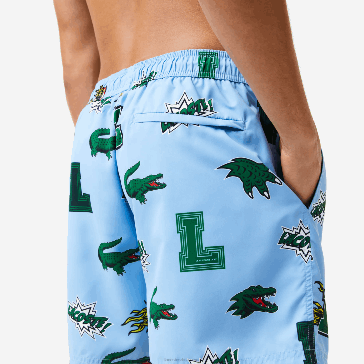 мушкарци купаће гаће са мрежастим линијама 86881669 плаво бела ееп Lacoste