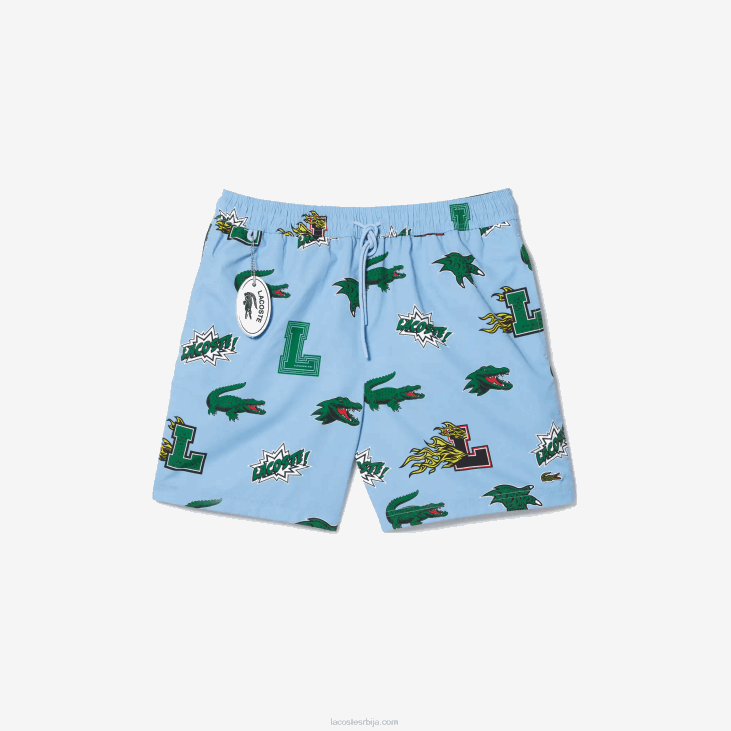 мушкарци купаће гаће са мрежастим линијама 86881669 плаво бела ееп Lacoste