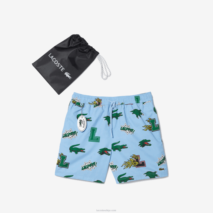 мушкарци купаће гаће са мрежастим линијама 86881669 плаво бела ееп Lacoste