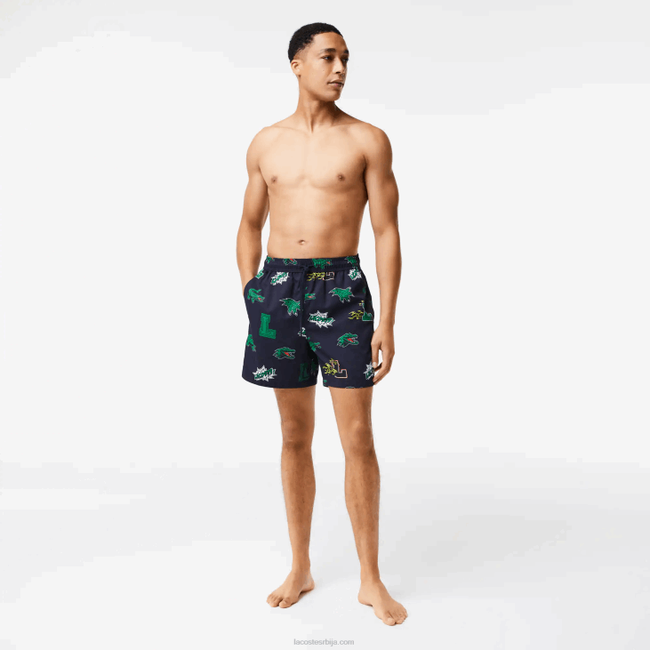 мушкарци купаће гаће са мрежастим линијама 86881670 тамноплава бела крн Lacoste