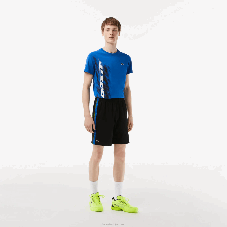 мушкарци тениски шорц од рециклираног полиестера 8688425 црно плаво жуто кис Lacoste