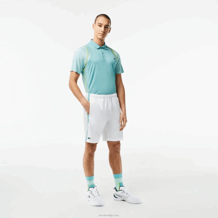 мушкарци тениски шорц од рециклираног полиестера 8688427 бело зелено жуто бх3 Lacoste