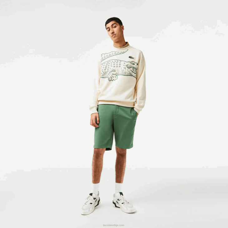 мушкарци бермуде од растезљивог памука слим фит 8688433 каки зелена кк5 Lacoste