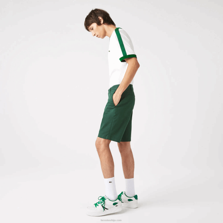 мушкарци бермуде од растезљивог памука слим фит 8688434 зелена 5хк Lacoste