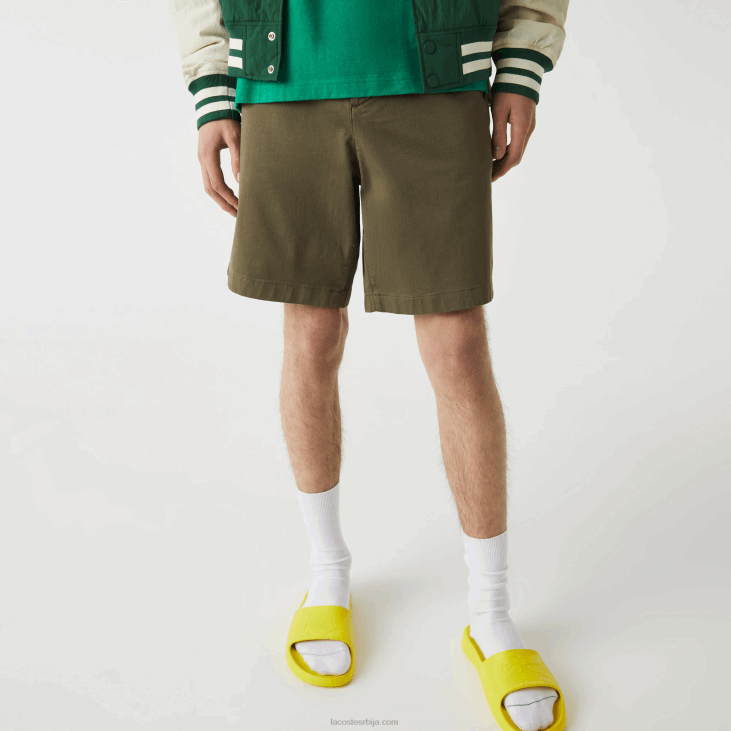 мушкарци бермуде од органског памука регуларног облика 8688437 каки зелена 316 Lacoste