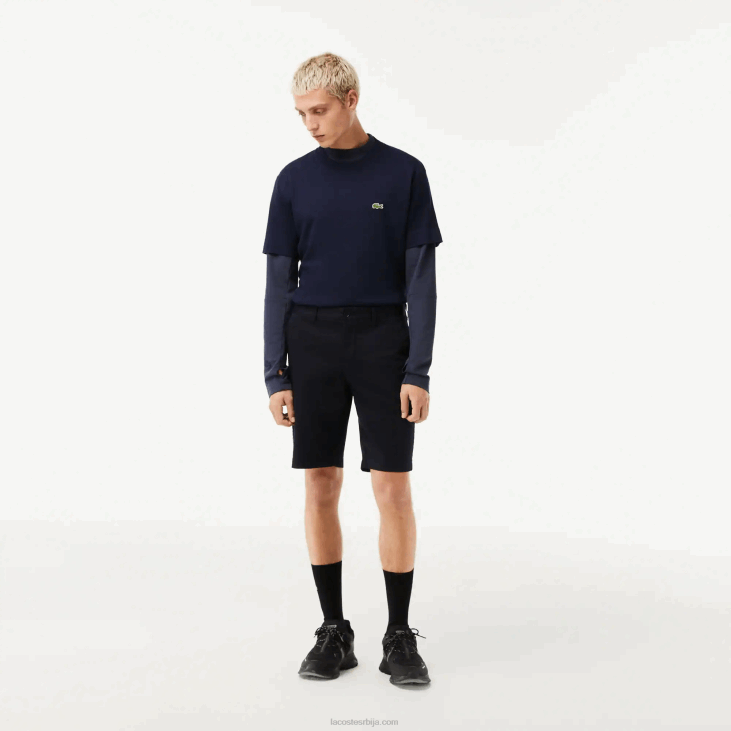 мушкарци бермуде од растезљивог памука слим фит 8688454 тамноплава хде Lacoste