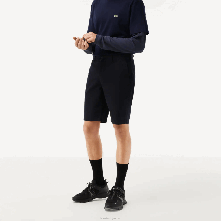 мушкарци бермуде од растезљивог памука слим фит 8688454 тамноплава хде Lacoste
