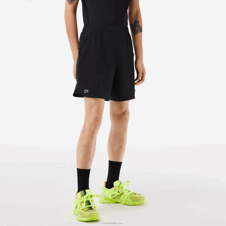 мушкарци Спорт цхецк стретцх мрежасте шортс 8688458 црна 8вм Lacoste