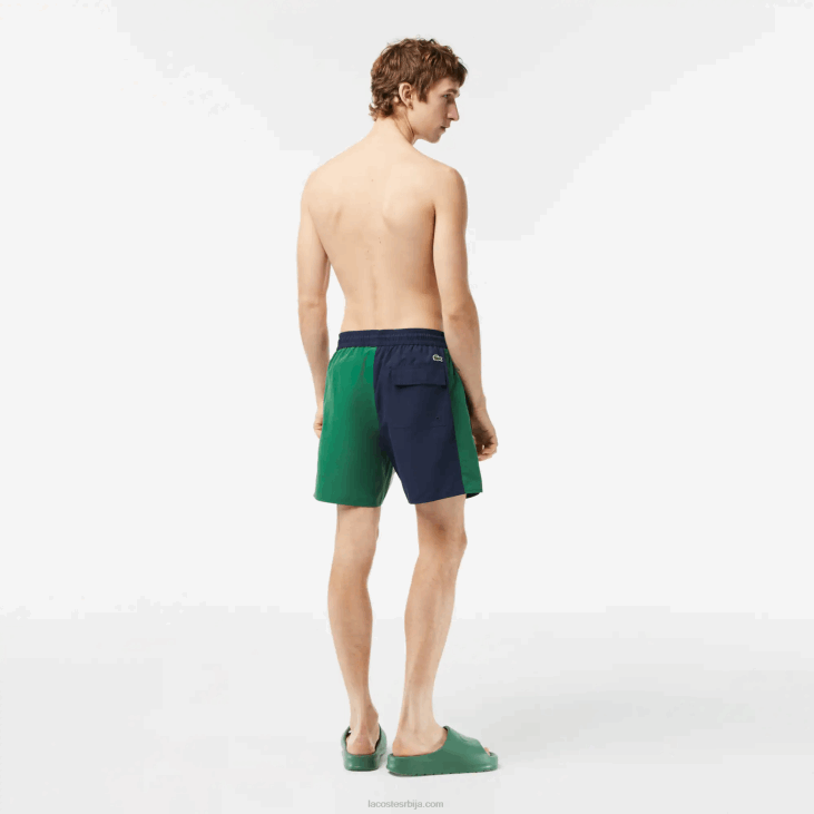 мушкарци купаће гаће од рециклираног полиестера 8688520 морнарско плава зелена бела аст Lacoste